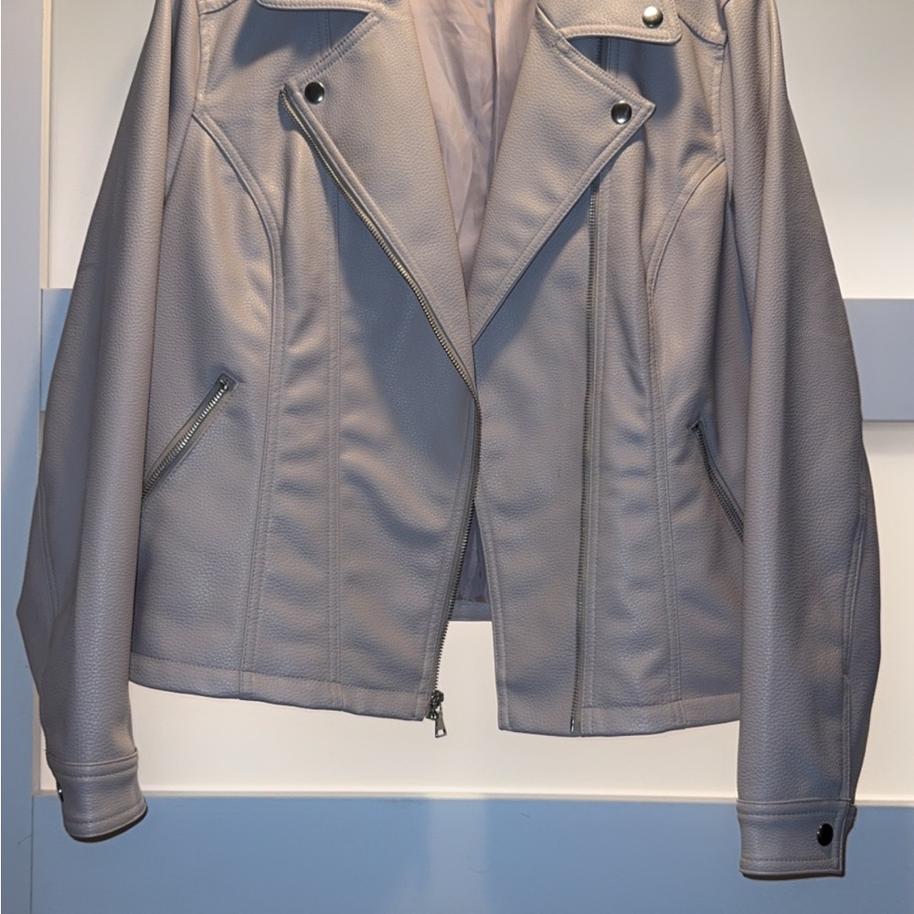 Express Women's Cream Leather Jacket